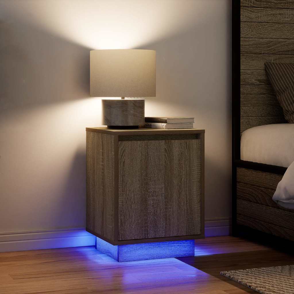 Κομοδίνα με φώτα LED 2 τεμάχια Sonoma Oak 38x34x50 cm - Pakobazaar