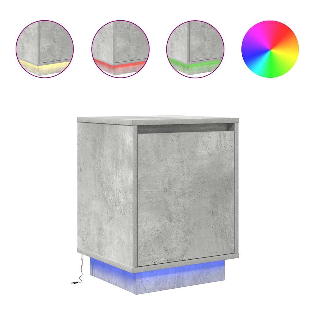 Κομοδίνο με φώτα LED Μπετόν Γκρι 38x34x50 cm - Pakobazaar