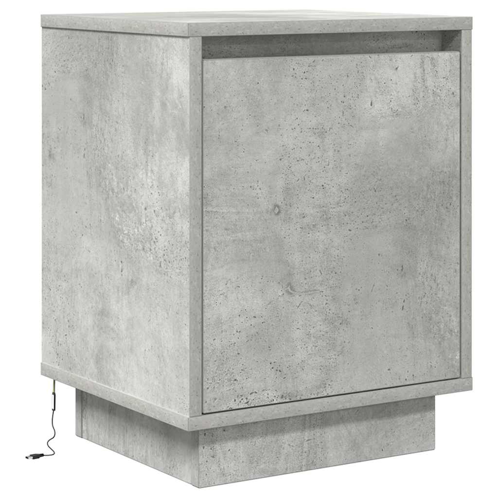 Κομοδίνο με φώτα LED Μπετόν Γκρι 38x34x50 cm - Pakobazaar