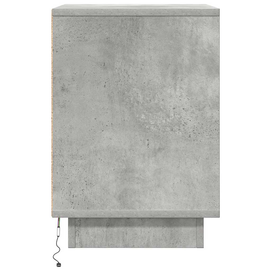 Κομοδίνο με φώτα LED Μπετόν Γκρι 38x34x50 cm - Pakobazaar