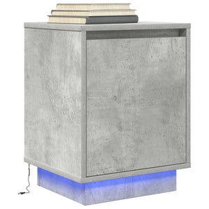 Κομοδίνα με φώτα LED 2 τεμάχια Μπετόν Γκρι 38x34x50 cm - Pakobazaar
