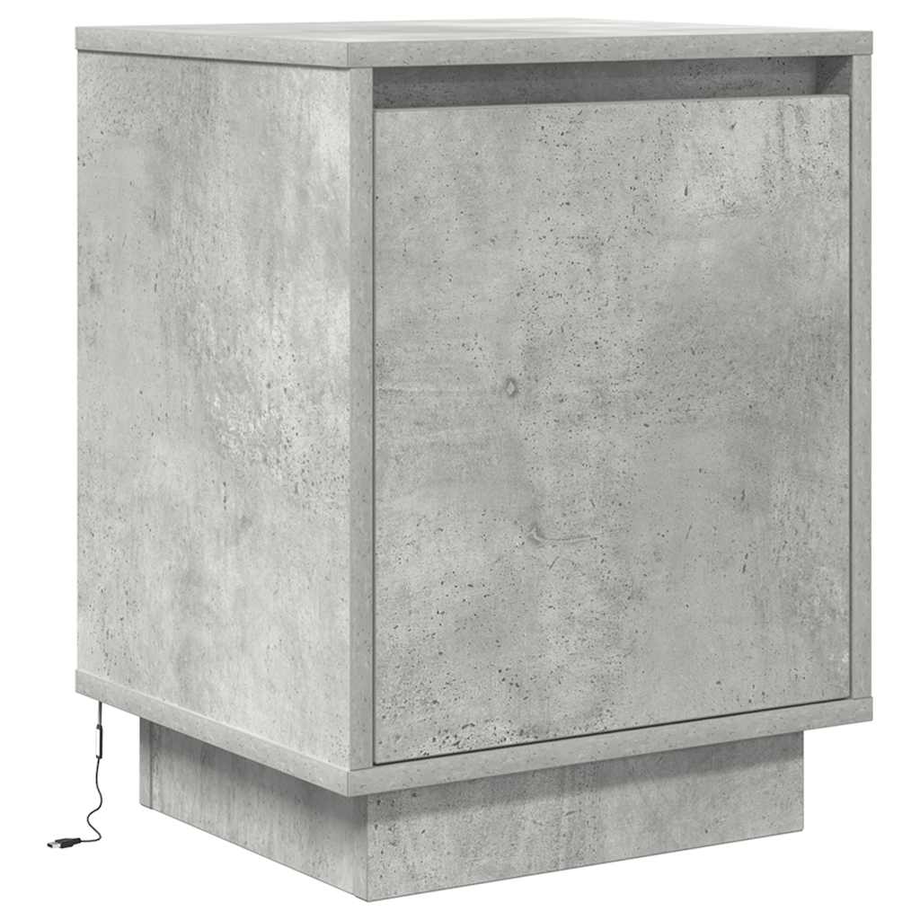 Κομοδίνα με φώτα LED 2 τεμάχια Μπετόν Γκρι 38x34x50 cm - Pakobazaar