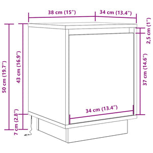Κομοδίνο με φώτα LED Καπνιστή βελανιδιά 38x34x50 cm - Pakobazaar