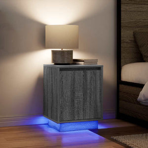 Κομοδίνο με φώτα LED Γκρι Sonoma 38x34x50 cm - Pakobazaar
