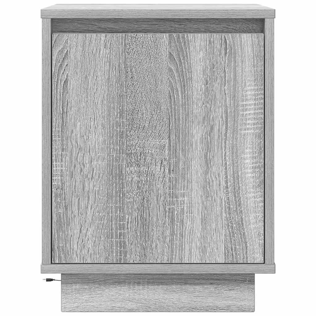 Κομοδίνο με φώτα LED Γκρι Sonoma 38x34x50 cm - Pakobazaar
