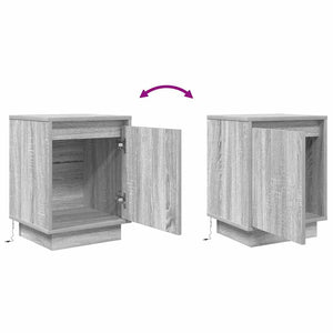 Κομοδίνο με φώτα LED Γκρι Sonoma 38x34x50 cm - Pakobazaar