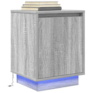 Κομοδίνα με φώτα LED 2 τεμάχια Γκρι Sonoma 38x34x50 cm - Pakobazaar