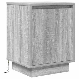 Κομοδίνα με φώτα LED 2 τεμάχια Γκρι Sonoma 38x34x50 cm - Pakobazaar