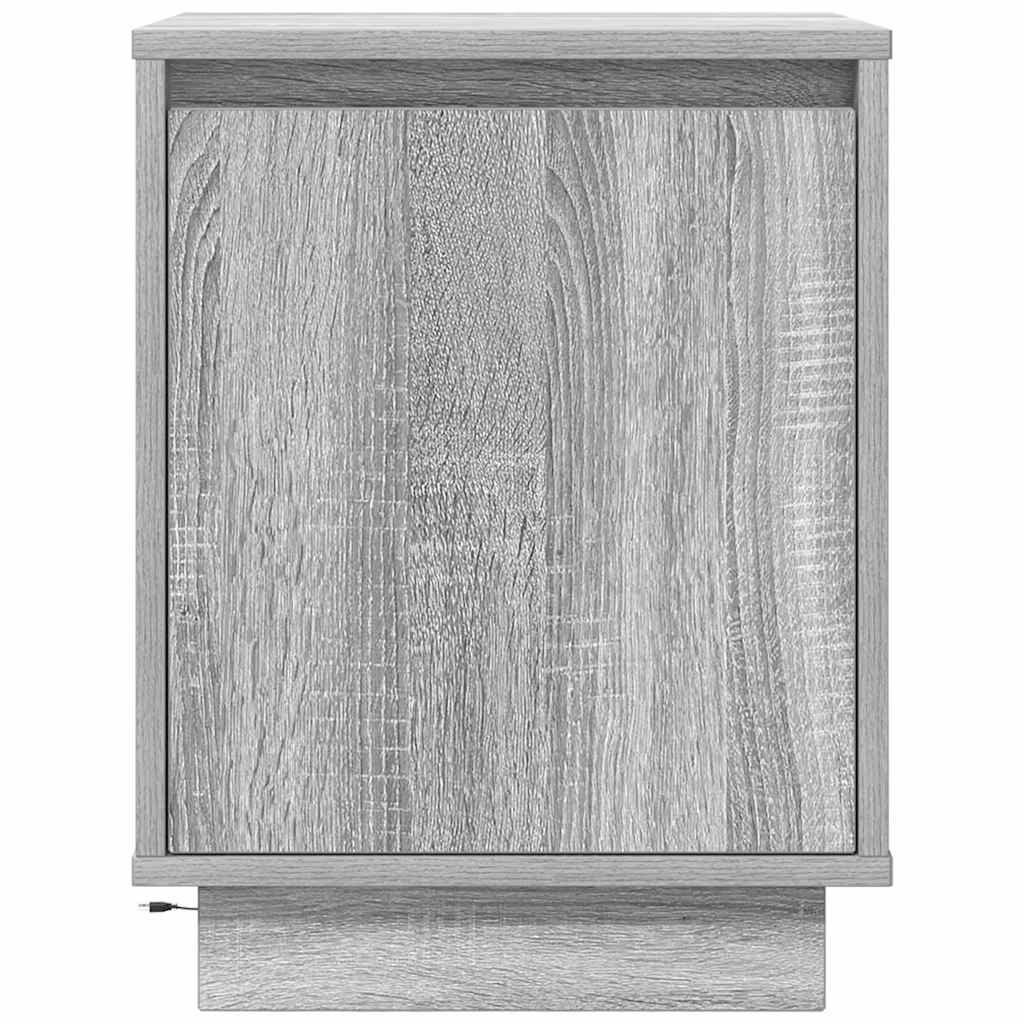 Κομοδίνα με φώτα LED 2 τεμάχια Γκρι Sonoma 38x34x50 cm - Pakobazaar