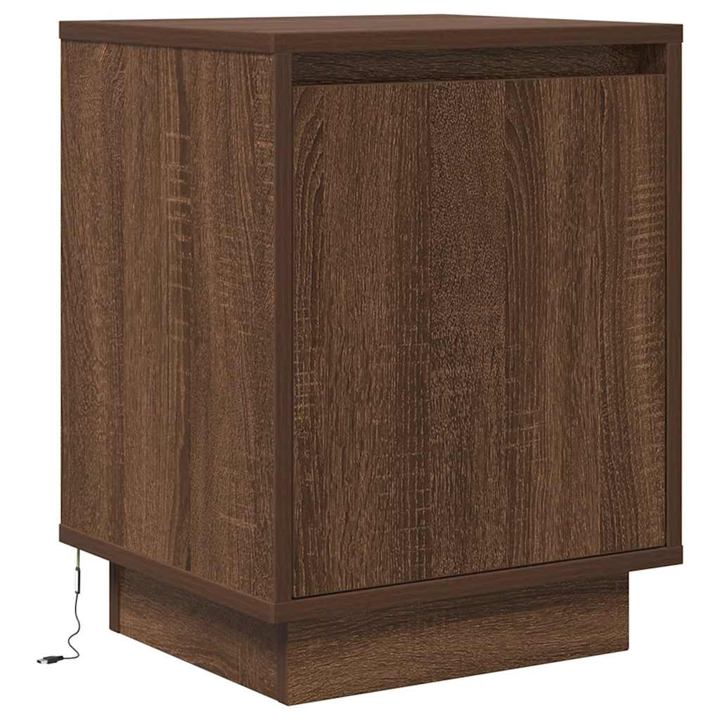 Κομοδίνο με φώτα LED καφέ δρυς 38x34x50 cm - Pakobazaar