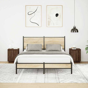 Κομοδίνα με φώτα LED 2 τεμάχια καφέ δρυς 38x34x50 cm