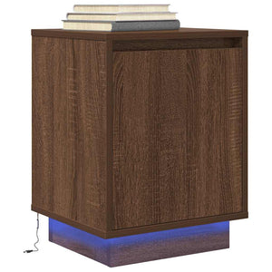 Κομοδίνα με φώτα LED 2 τεμάχια καφέ δρυς 38x34x50 cm