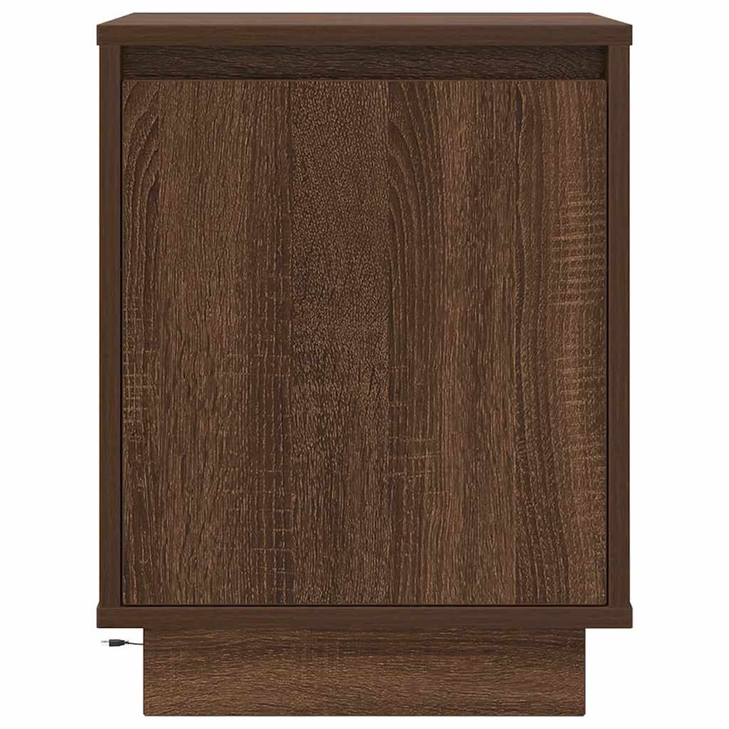 Κομοδίνα με φώτα LED 2 τεμάχια καφέ δρυς 38x34x50 cm