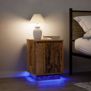 Κομοδίνο με φώτα LED Παλιό ξύλο 38x34x50 cm - Pakobazaar