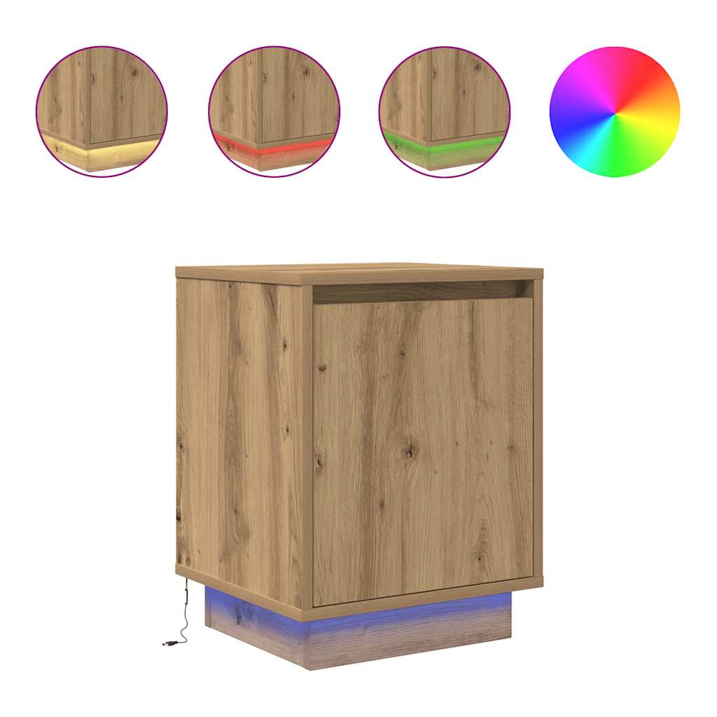 Κομοδίνο με φώτα LED Artisan Oak 38x34x50 cm - Pakobazaar