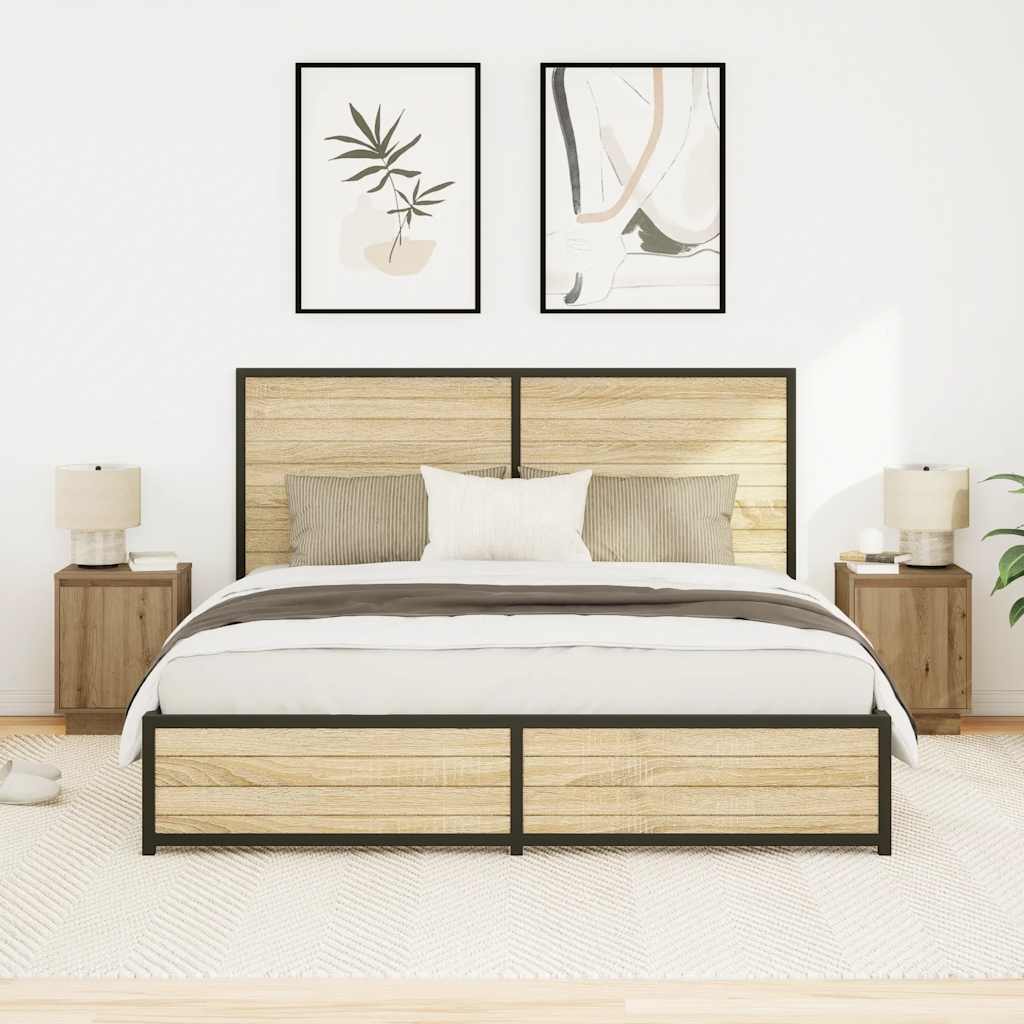 Κομοδίνα με φώτα LED 2 τεμάχια Artisan Oak 38x34x50 cm - Pakobazaar