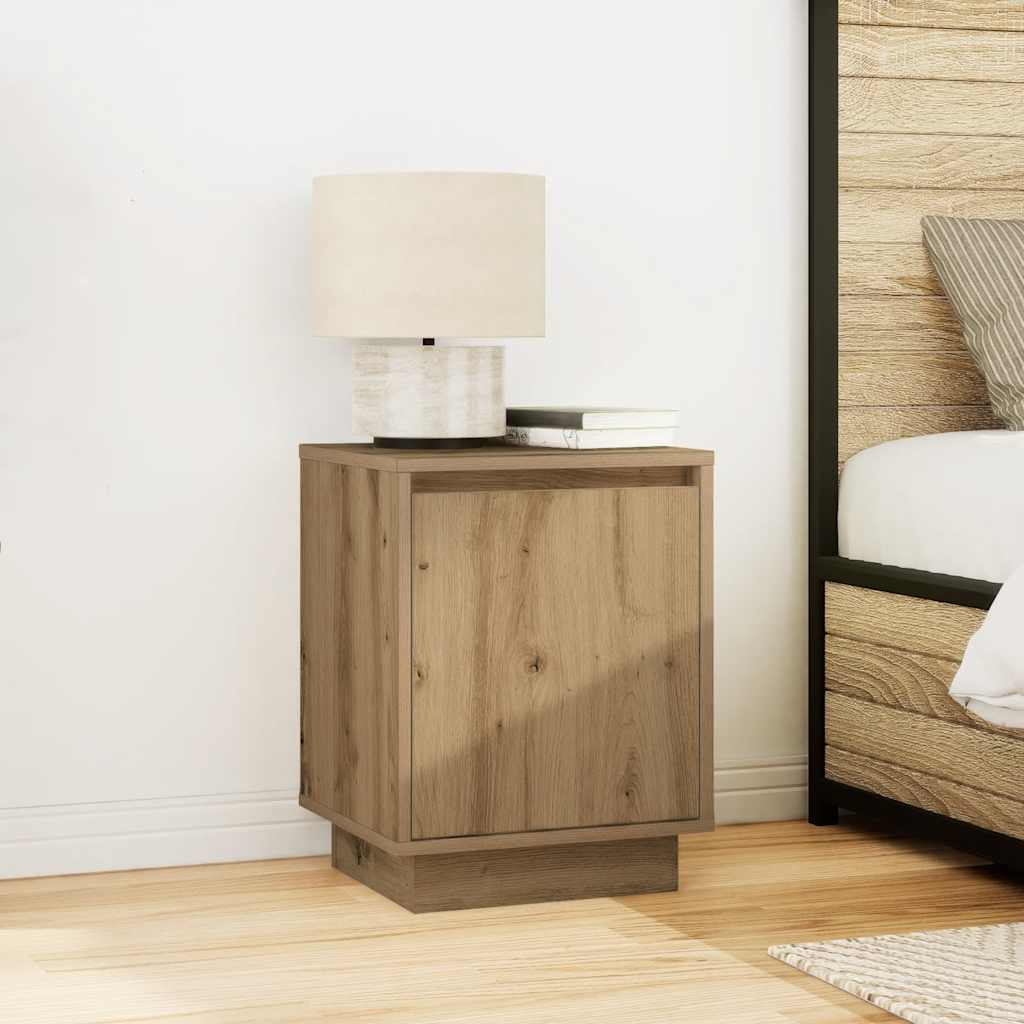 Κομοδίνα με φώτα LED 2 τεμάχια Artisan Oak 38x34x50 cm - Pakobazaar