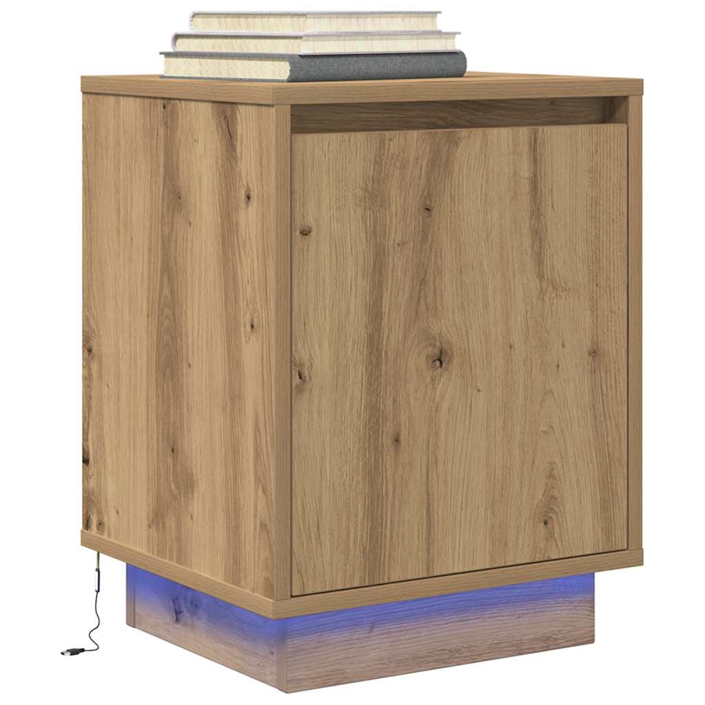 Κομοδίνα με φώτα LED 2 τεμάχια Artisan Oak 38x34x50 cm - Pakobazaar