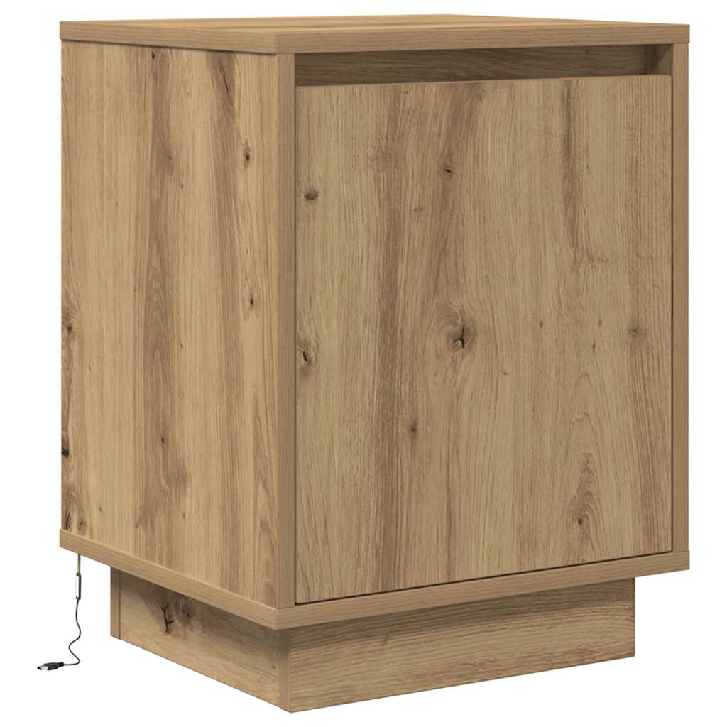 Κομοδίνα με φώτα LED 2 τεμάχια Artisan Oak 38x34x50 cm - Pakobazaar