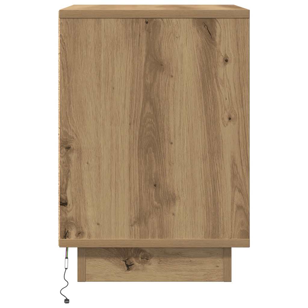 Κομοδίνα με φώτα LED 2 τεμάχια Artisan Oak 38x34x50 cm - Pakobazaar