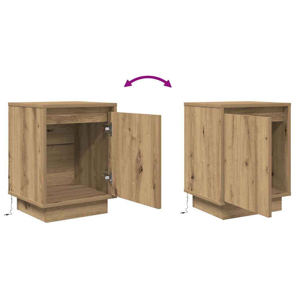 Κομοδίνα με φώτα LED 2 τεμάχια Artisan Oak 38x34x50 cm - Pakobazaar