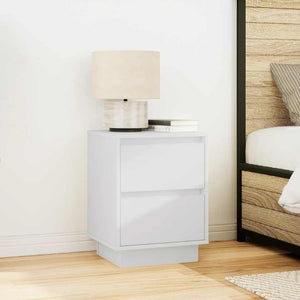 Κομοδίνο με φώτα LED Λευκό 38x34x50 cm - Pakobazaar