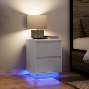 Κομοδίνο με φώτα LED Λευκό 38x34x50 cm - Pakobazaar