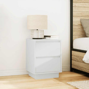 Κομοδίνα με φώτα LED 2 τεμάχια Λευκό 38x34x50 cm - Pakobazaar