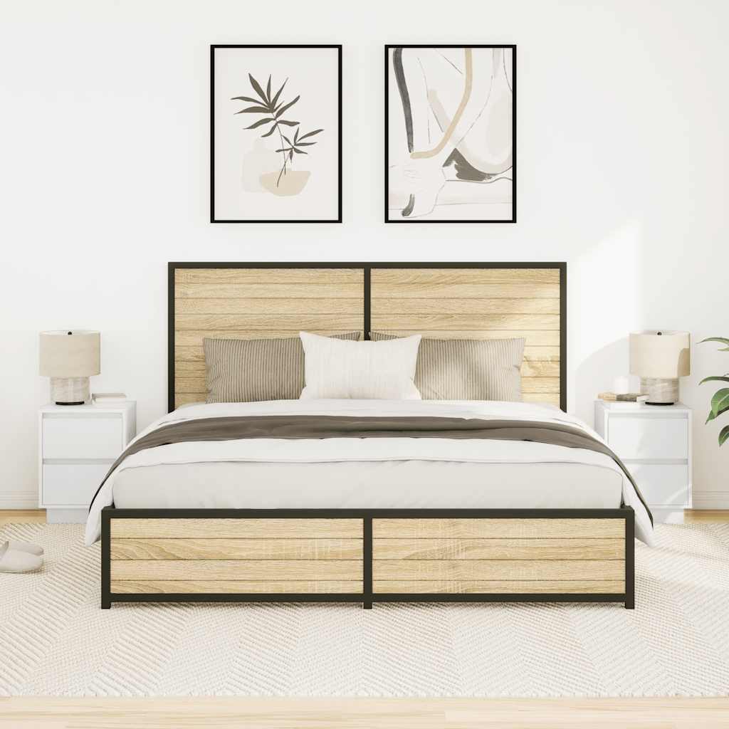 Κομοδίνα με φώτα LED 2 τεμάχια Λευκό 38x34x50 cm - Pakobazaar