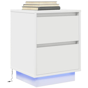 Κομοδίνα με φώτα LED 2 τεμάχια Λευκό 38x34x50 cm - Pakobazaar