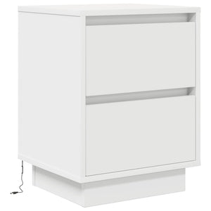 Κομοδίνα με φώτα LED 2 τεμάχια Λευκό 38x34x50 cm - Pakobazaar