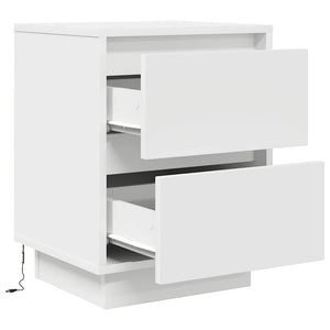 Κομοδίνα με φώτα LED 2 τεμάχια Λευκό 38x34x50 cm - Pakobazaar