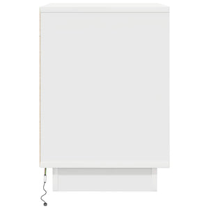 Κομοδίνα με φώτα LED 2 τεμάχια Λευκό 38x34x50 cm - Pakobazaar