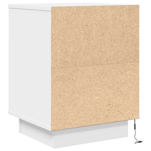 Κομοδίνα με φώτα LED 2 τεμάχια Λευκό 38x34x50 cm - Pakobazaar