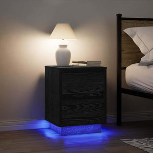 Κομοδίνο με φώτα LED Μαύρο 38x34x50 cm - Pakobazaar