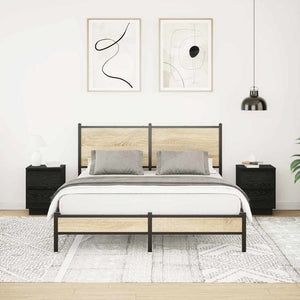 Κομοδίνα με φώτα LED 2 τεμάχια Μαύρο 38x34x50 cm - Pakobazaar