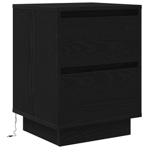 Κομοδίνα με φώτα LED 2 τεμάχια Μαύρο 38x34x50 cm - Pakobazaar