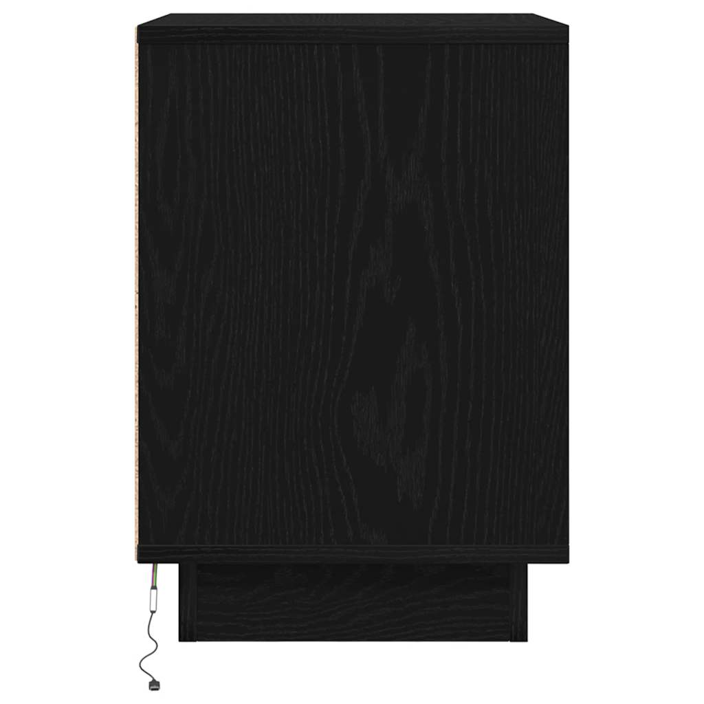 Κομοδίνα με φώτα LED 2 τεμάχια Μαύρο 38x34x50 cm - Pakobazaar