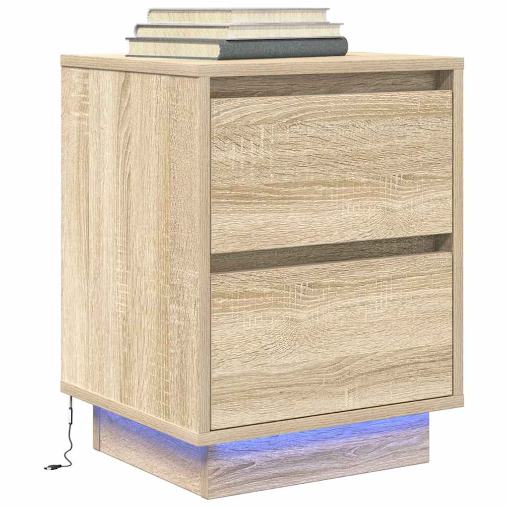 Κομοδίνο με φώτα LED Sonoma Oak 38x34x50 cm - Pakobazaar