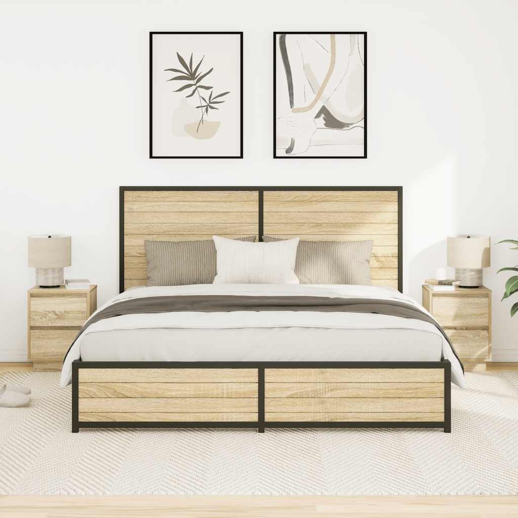 Κομοδίνα με φώτα LED 2 τεμάχια Sonoma Oak 38x34x50 cm - Pakobazaar