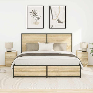 Κομοδίνα με φώτα LED 2 τεμάχια Sonoma Oak 38x34x50 cm - Pakobazaar