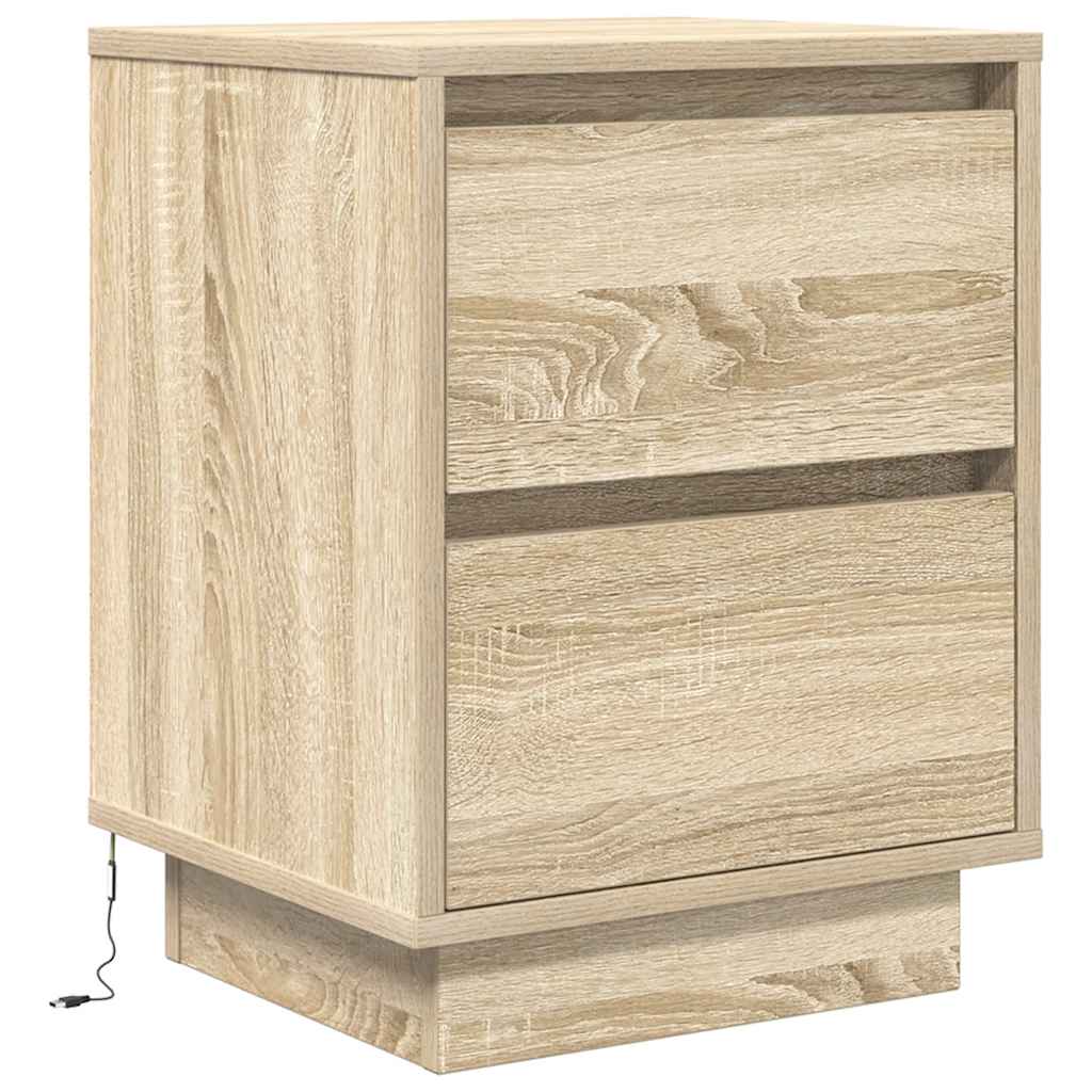 Κομοδίνα με φώτα LED 2 τεμάχια Sonoma Oak 38x34x50 cm - Pakobazaar
