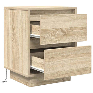 Κομοδίνα με φώτα LED 2 τεμάχια Sonoma Oak 38x34x50 cm - Pakobazaar