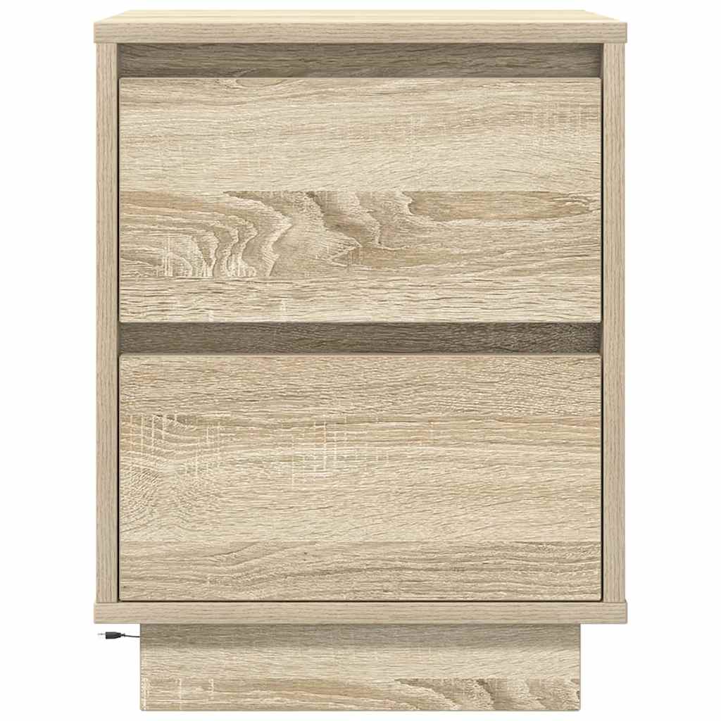 Κομοδίνα με φώτα LED 2 τεμάχια Sonoma Oak 38x34x50 cm - Pakobazaar