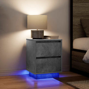 Κομοδίνο με φώτα LED Μπετόν Γκρι 38x34x50 cm - Pakobazaar