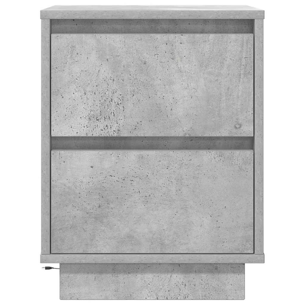 Κομοδίνα με φώτα LED 2 τεμάχια Μπετόν Γκρι 38x34x50 cm - Pakobazaar