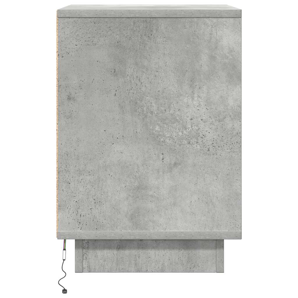 Κομοδίνα με φώτα LED 2 τεμάχια Μπετόν Γκρι 38x34x50 cm - Pakobazaar