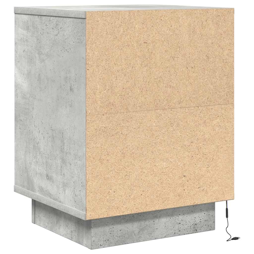 Κομοδίνα με φώτα LED 2 τεμάχια Μπετόν Γκρι 38x34x50 cm - Pakobazaar