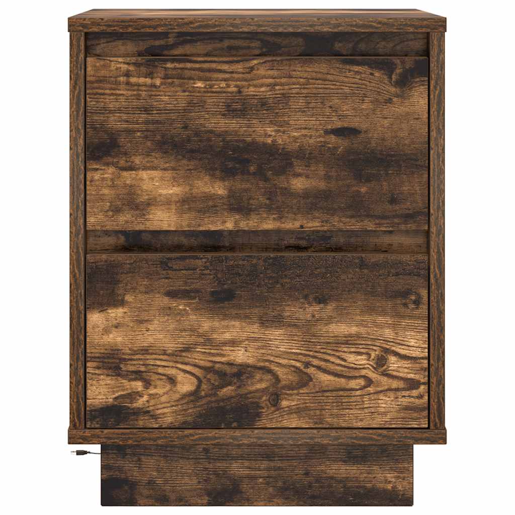 Κομοδίνο με φώτα LED Καπνιστή βελανιδιά 38x34x50 cm - Pakobazaar