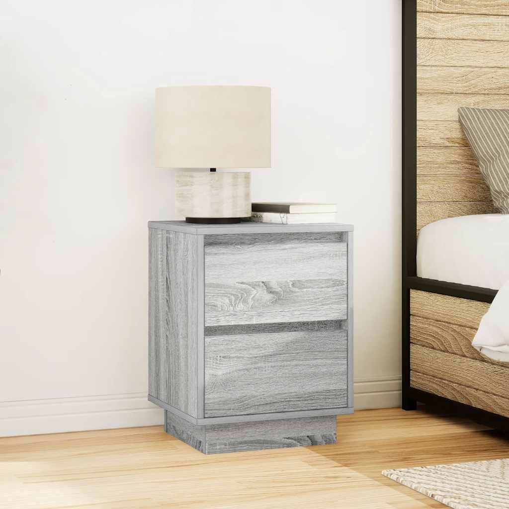 Κομοδίνο με φώτα LED Γκρι Sonoma 38x34x50 cm - Pakobazaar
